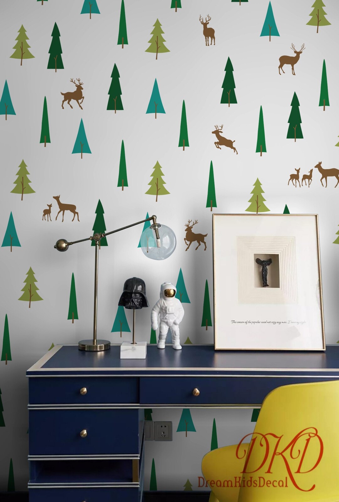 Nursery Wall Decal Woodland Forest Pine Tree Deer Wall Decal Etsy UK