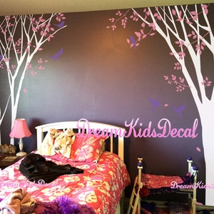 tree vinyl wall decals nursery wall decals children wall sticker nursery room girl bedroom decor-Tree with flying birds wall decal-DK165