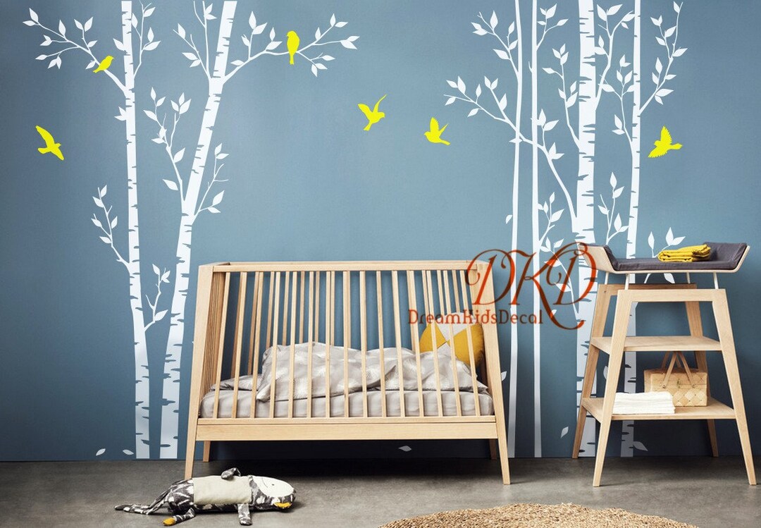 Birch Tree Forest Tree Wall Decal White Set Tree Forest Wall Etsy