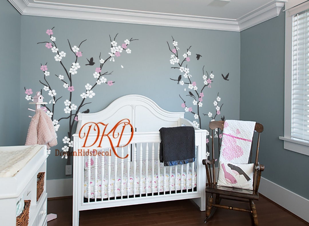 Cherry Blossom Tree Branch Wall Decal, Baby Girl Nursery Decor - Etsy
