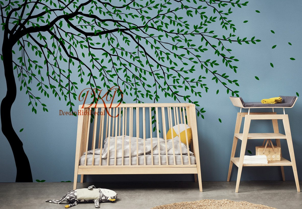 Sticker Babby Tree Tree Wall Decal Wall Sticker Baby Nursery Decals-large Leafy Tree Decal ...