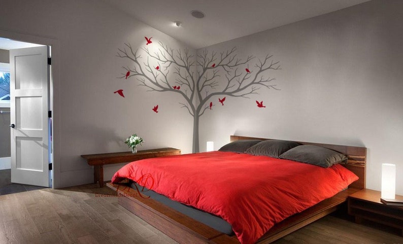 Tree Wall Decal Wall Sticker Tree Home Decor-Giant Tree Wall Sticker for Nursery, Tree with birds Decal for Corner-DK365 image 3