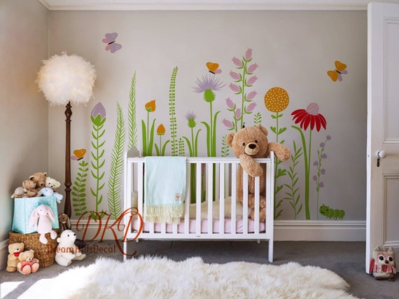 4pcs kids baby wall sticker Home Decor Wall Decals Flowers pot wall