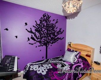 Tree Wall Decal, Living Room Wall Decals, Pine tree Decal Wall Stickers, wall graphic, home decor, Large-DK252