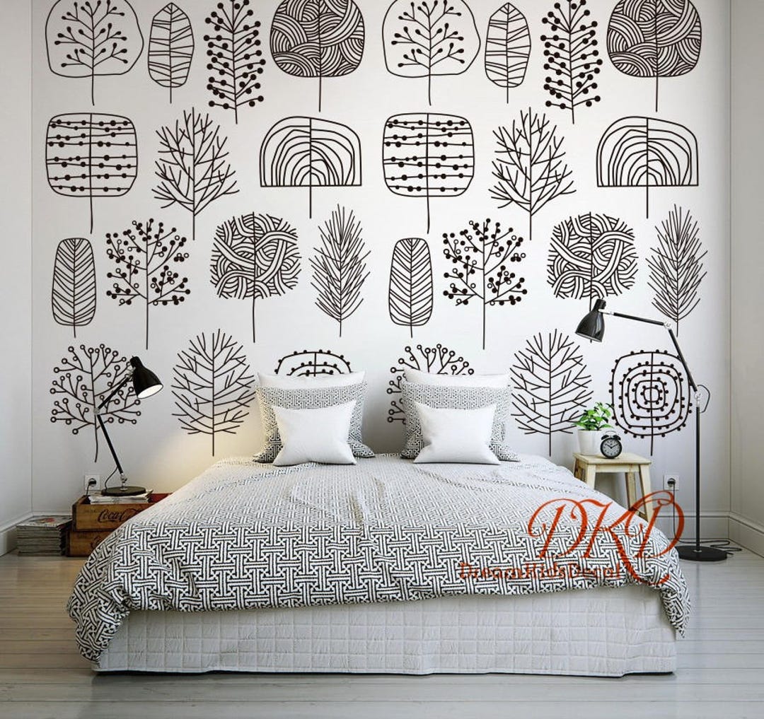 Black and White Wall Decal Wallpaper Sticker for Kids Room, Cartoon