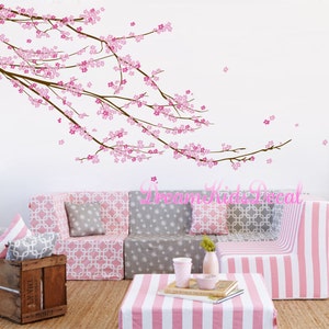 Cherry blossom Tree Wall Decal, Baby girl nursery wall decal, Wall Sticker, tree decals, Floral wall decal for Nursery-D220A