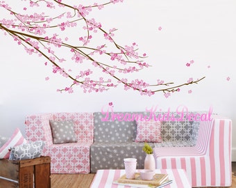 Sticker mural arbre fleur de cerisier, sticker mural pépinière bébé fille, Sticker mural, stickers arbre, sticker mural floral pour Nursery-D220A