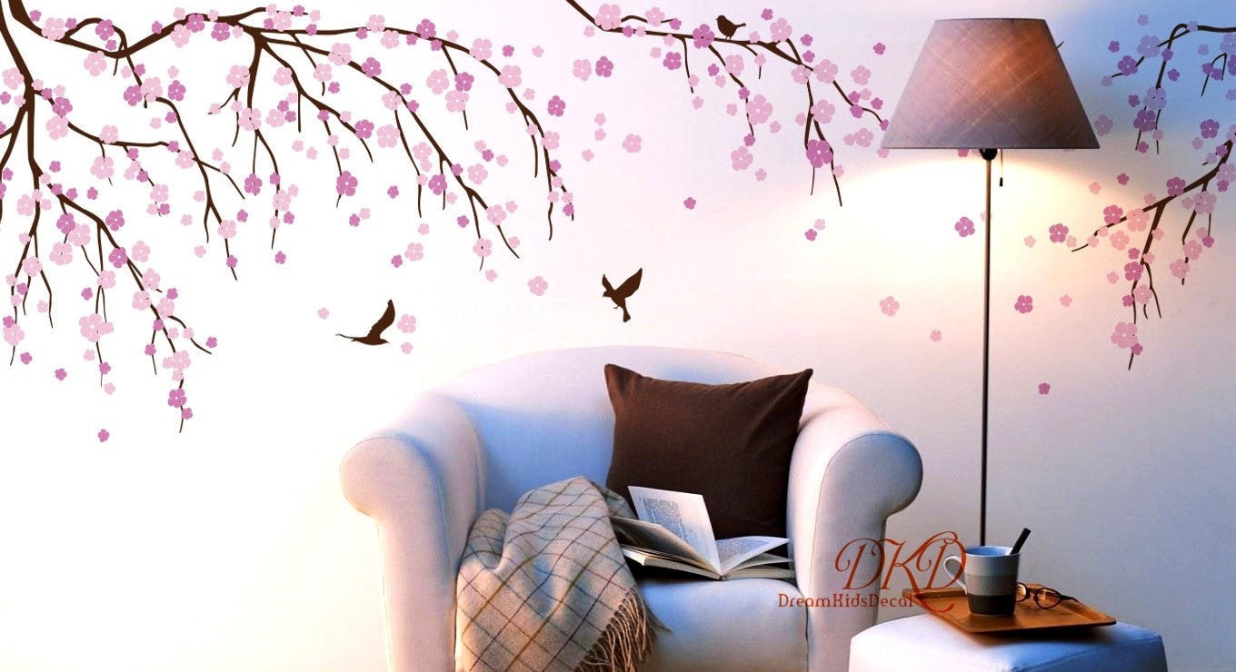 Sticker Mural Vinyle Oracal – Branche D'arbre Cherry Blossom, Grand Format, Neuf