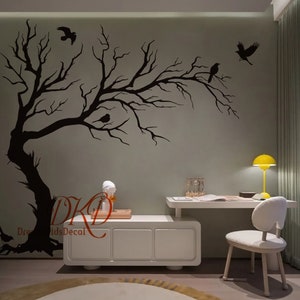 Tree Wall Decal Wall sticker Nature Nursery wall Bedroom decal, Lucky Tree with birds-DK038B