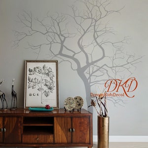 Tree Wall Decal, Winter Tree, Bird, Bare Tree Wall Art Home Decor, Hummingbirds, Tree Vinyl Wall Sticker