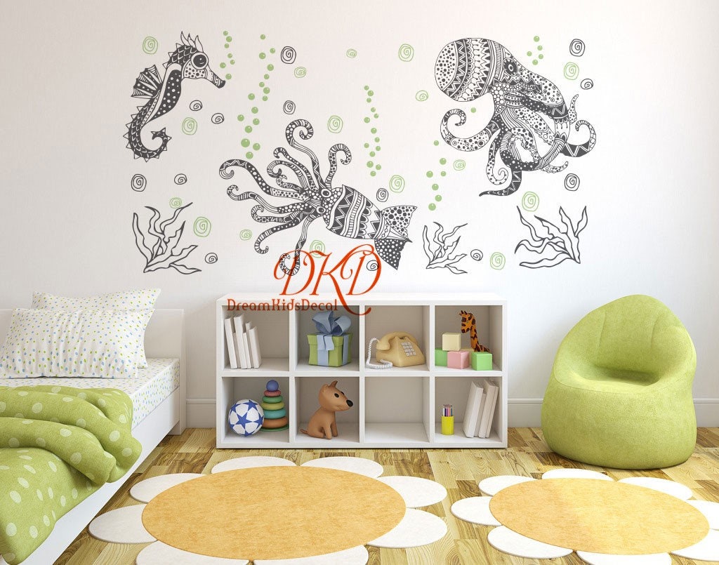 Feelyou Wandbild Ozean-Krake | 3-teilige Leinwand-Kunst (je 30,5x40,6 Cm) | Mit Holzrahmen & Aufhänger | Wasserfest | Für Wohnzimmer, Schlafzimmer, Büro
