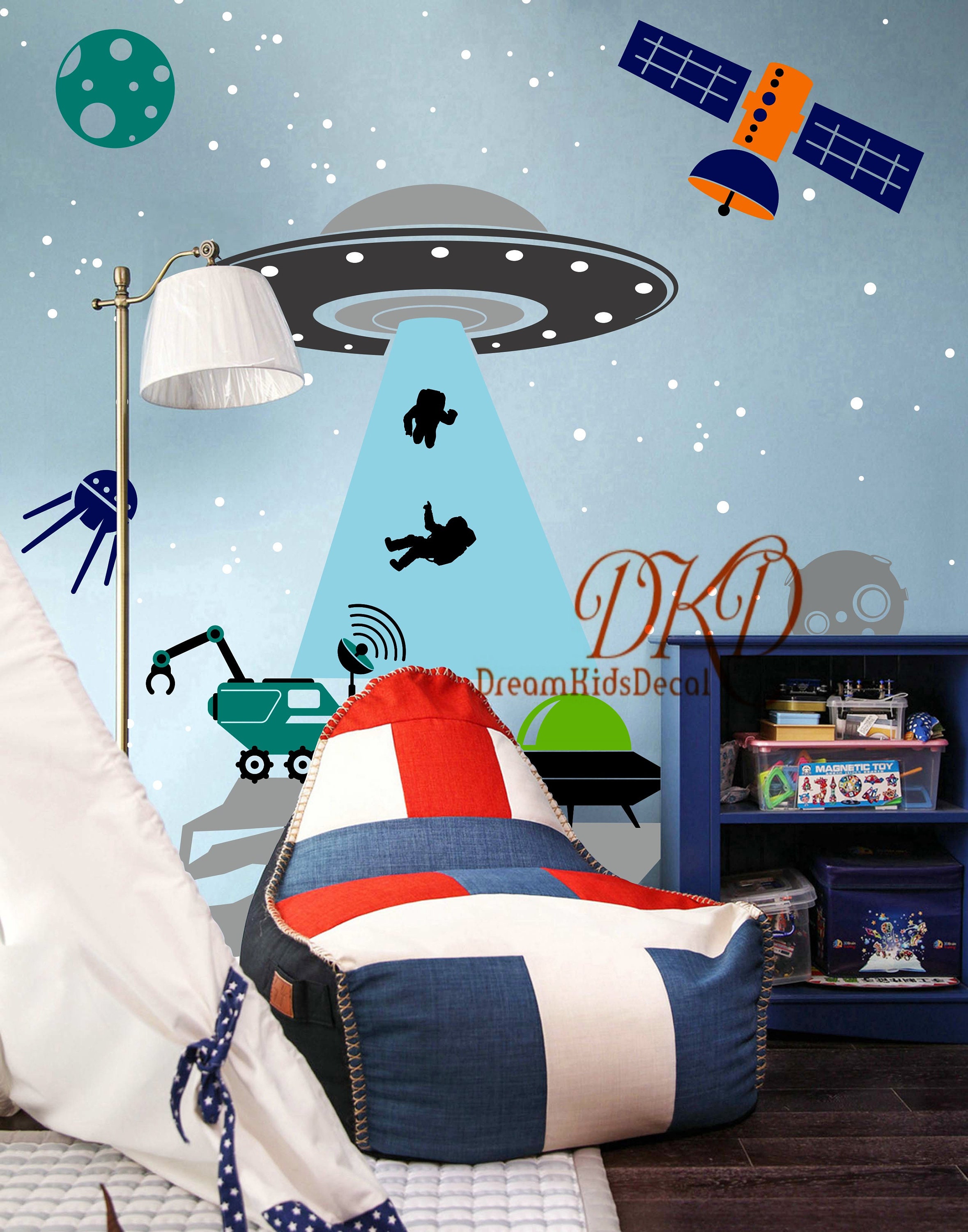 Space Wall Decal for Kids Room, Baby Nursery Wall Sticker, Planets ...