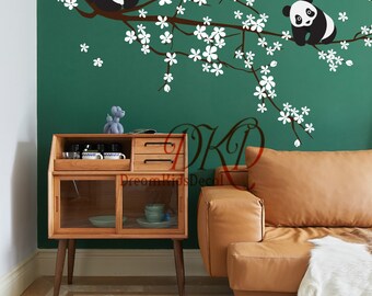 Panda And Cherry Blossom Tree Wall Decal - Large Removable Vinyl Sticker For Nursery, Kids Room - View #8