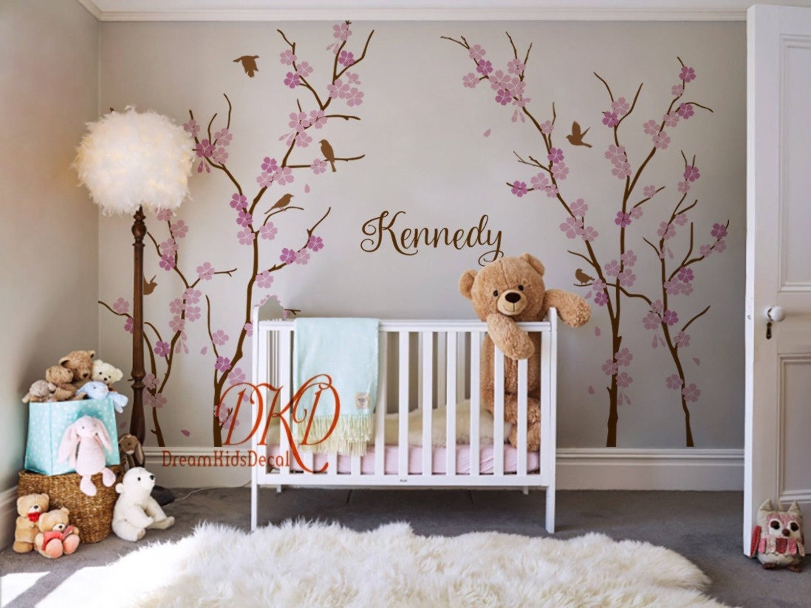 Cherry Blossom Tree Branch Wall Decal, Baby Girl Nursery Decor - Etsy