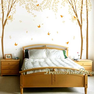 Vinyl wall decal, Nursery wall stickers, Tree Wall Decal, Wall Decor for Living Room-Charming Spring Tree with birds-DK184L