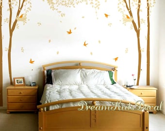 Vinyl wall decal, Nursery wall stickers, Tree Wall Decal, Wall Decor for Living Room-Charming Spring Tree with birds-DK184L