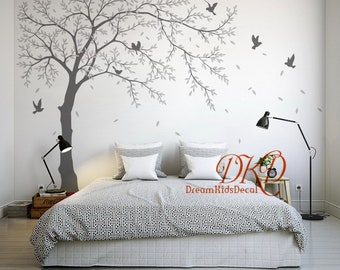 Tree wall decal wall sticker Family Tree Baby Nursery Wall Decal-Leave Tree with Birds