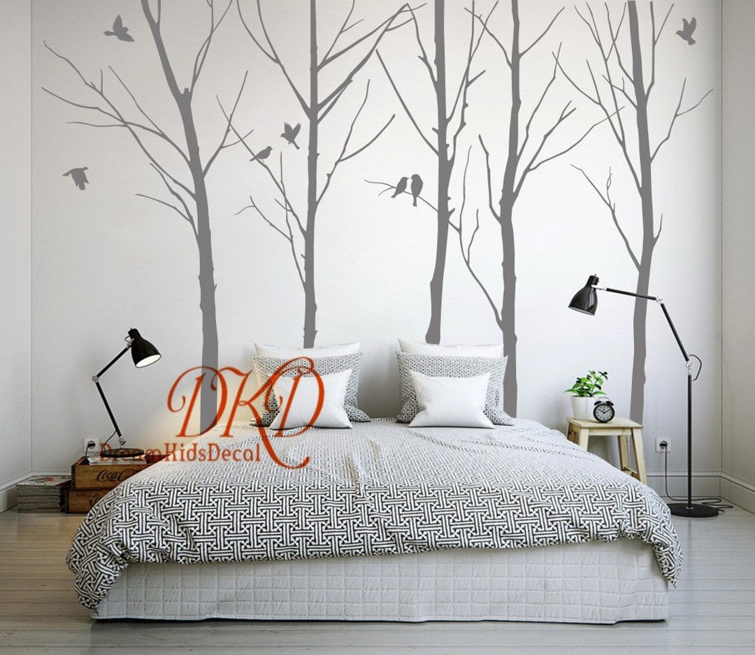 Giant Winter Tree Wall Decal, 5 Trees Forest Scene - Etsy