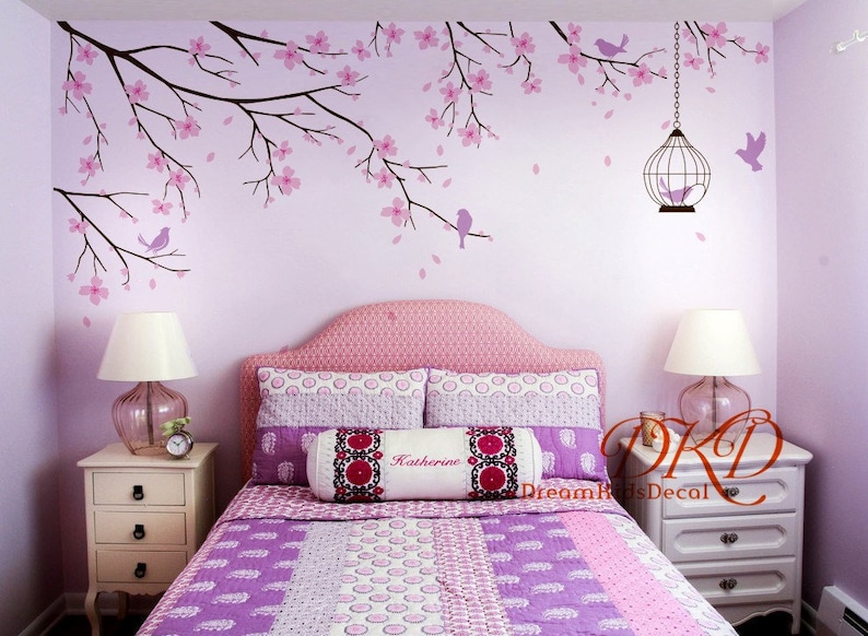 Tree wall Decal Wall Sticker Baby Nursery Decals-Cherry Blossoms Tree Decal-DK098 image 2