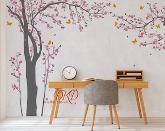 Cherry Blossom Tree Wall Decal, Butterfly Nursery Decor