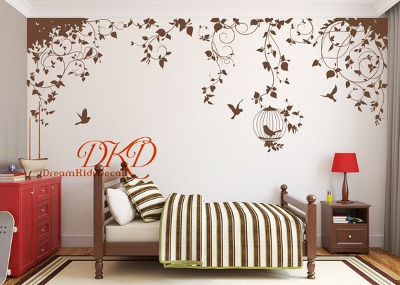 nursery decal vinyl wall decal nature design tree wall decals | etsy