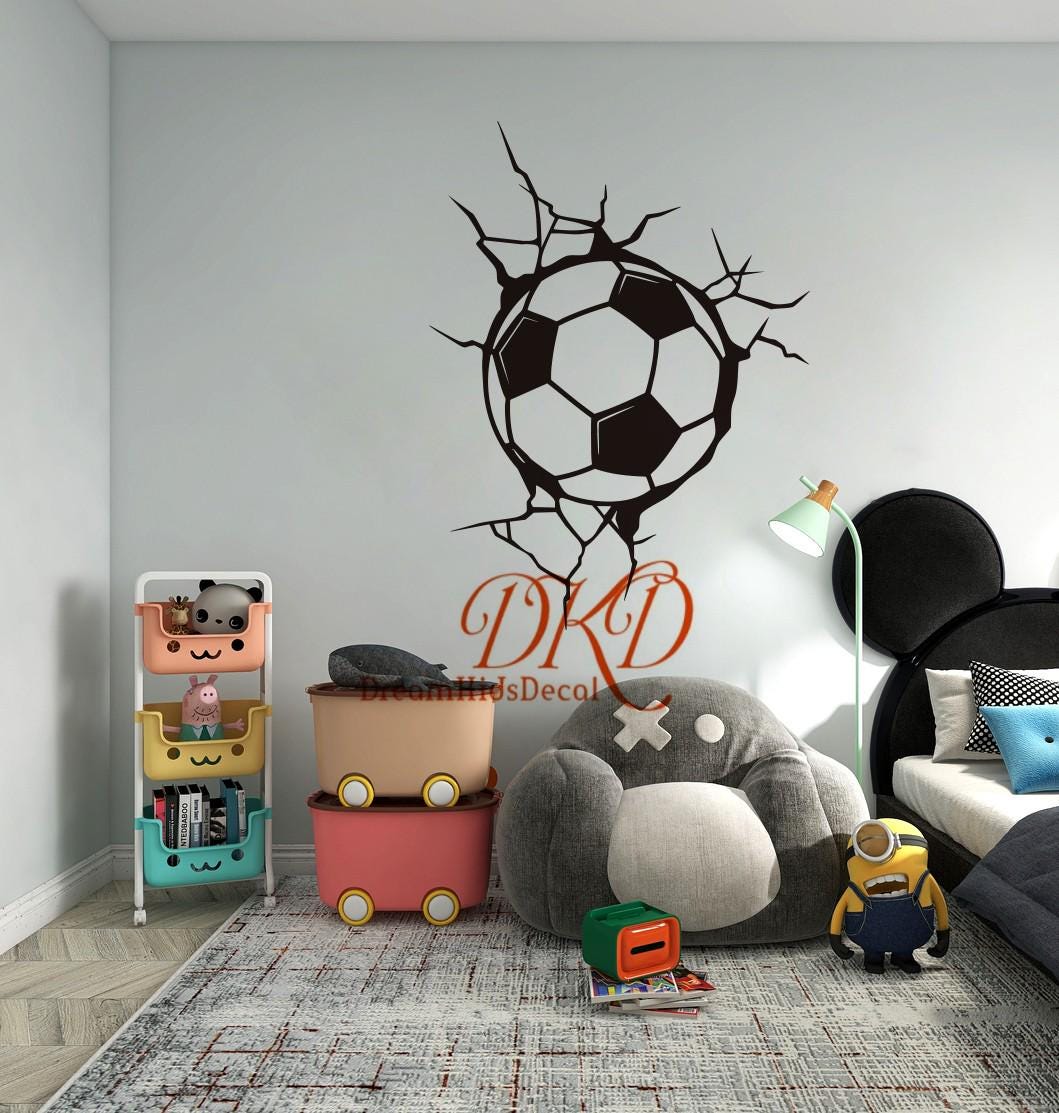原宿系 SPORTS KIDS パブミラー 壁飾り★サッカー 部活 ヤンキー サッカーボールが飛び出すウォールデカール ウォールステッカー