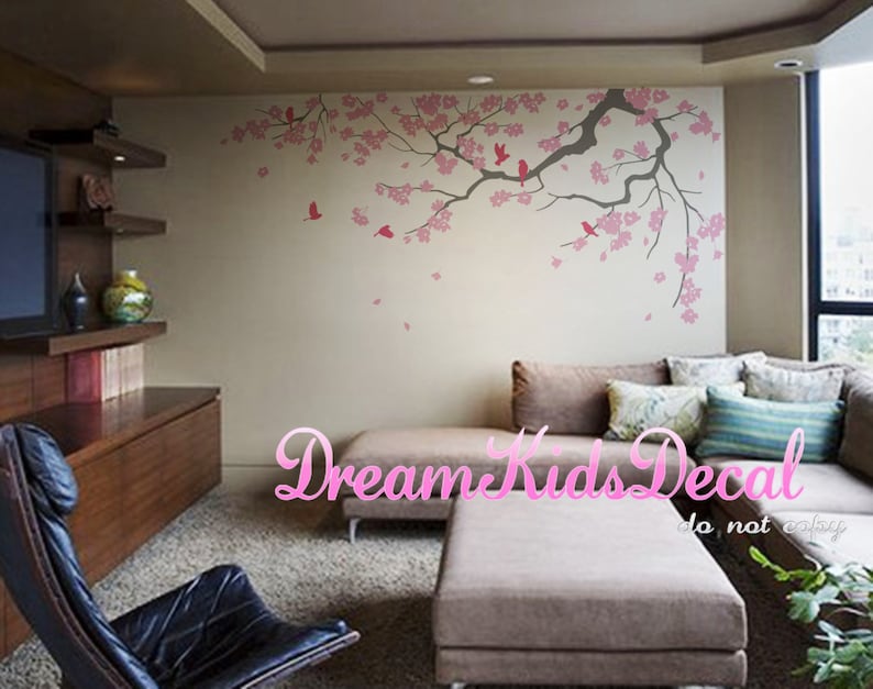 Wall Decal Cherry Blossom Branch Vinyl Wall Decalswall Etsy