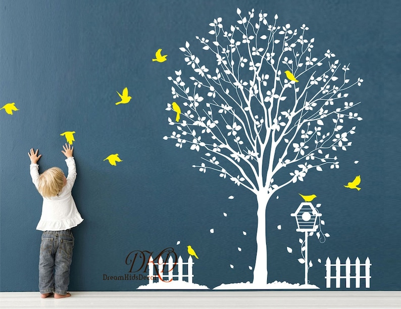 Nursery Wall Decal White Tree Wall Decal Kids Room Vinyl Etsy