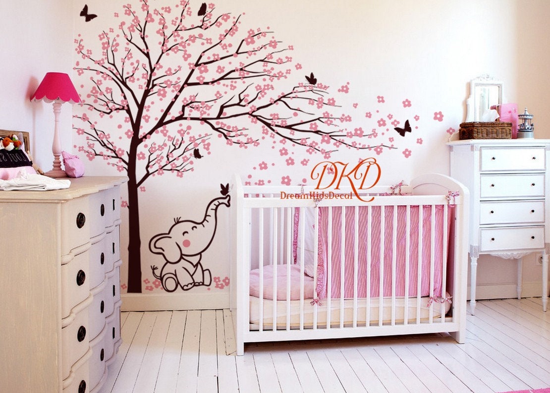 DecalMile Woodland Animal Tree Branch Wall Decals – Bear, Fox, Deer Forest Stickers For Kids Room & Nursery