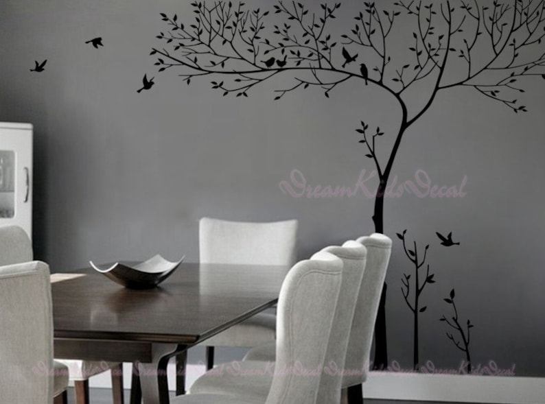 Wall Decal tree wall decal nursery wall decal baby wall decal winter tree wall decal children baby decal-Birds sitting on Trees Decal-DK117