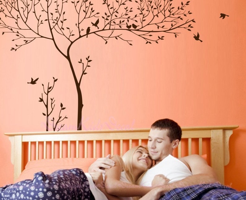 Wall Decal tree wall decal nursery wall decal baby wall decal winter tree wall decal children baby decal-Birds sitting on Trees Decal-DK117