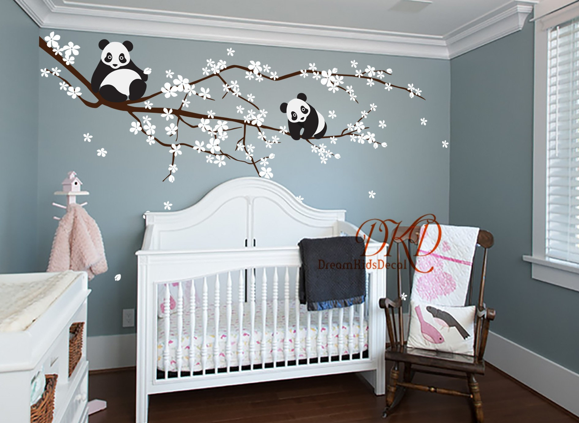 Panda Love Fabric, Nursery Wall Decal