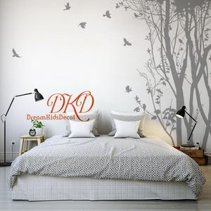 Large Wall Tree Decal Treesdeep tree Forest silhouette shadows birds wall decal wall sticker Home Decor for Living room