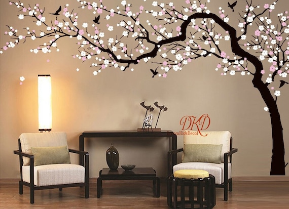 WALL STICKER FLOWER DECAL CHERRY BLOSSOM BIRDS VINYL MURAL ART