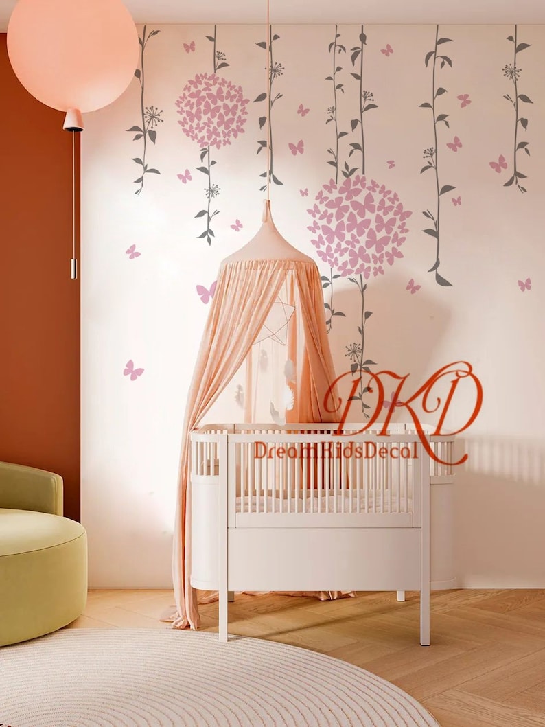 Cherry Blossom Wall Decal Butterfly Decals Flower Set Vines Etsy