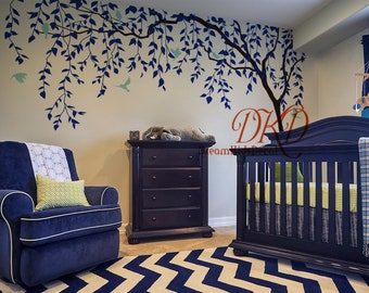 Large Tree decal for Nursery Home Decor, Tree wall decal Nursery Wall Decal Mural, Leaves Leaf wall decal, Vinyl Wall Art-DK504