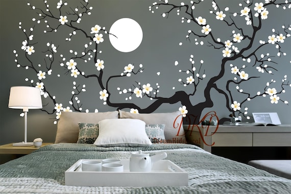 Removable 3D Wall Decal - Brown Tree Branches With Pink Plum Blossoms & Butterflies, Peel And Stick
