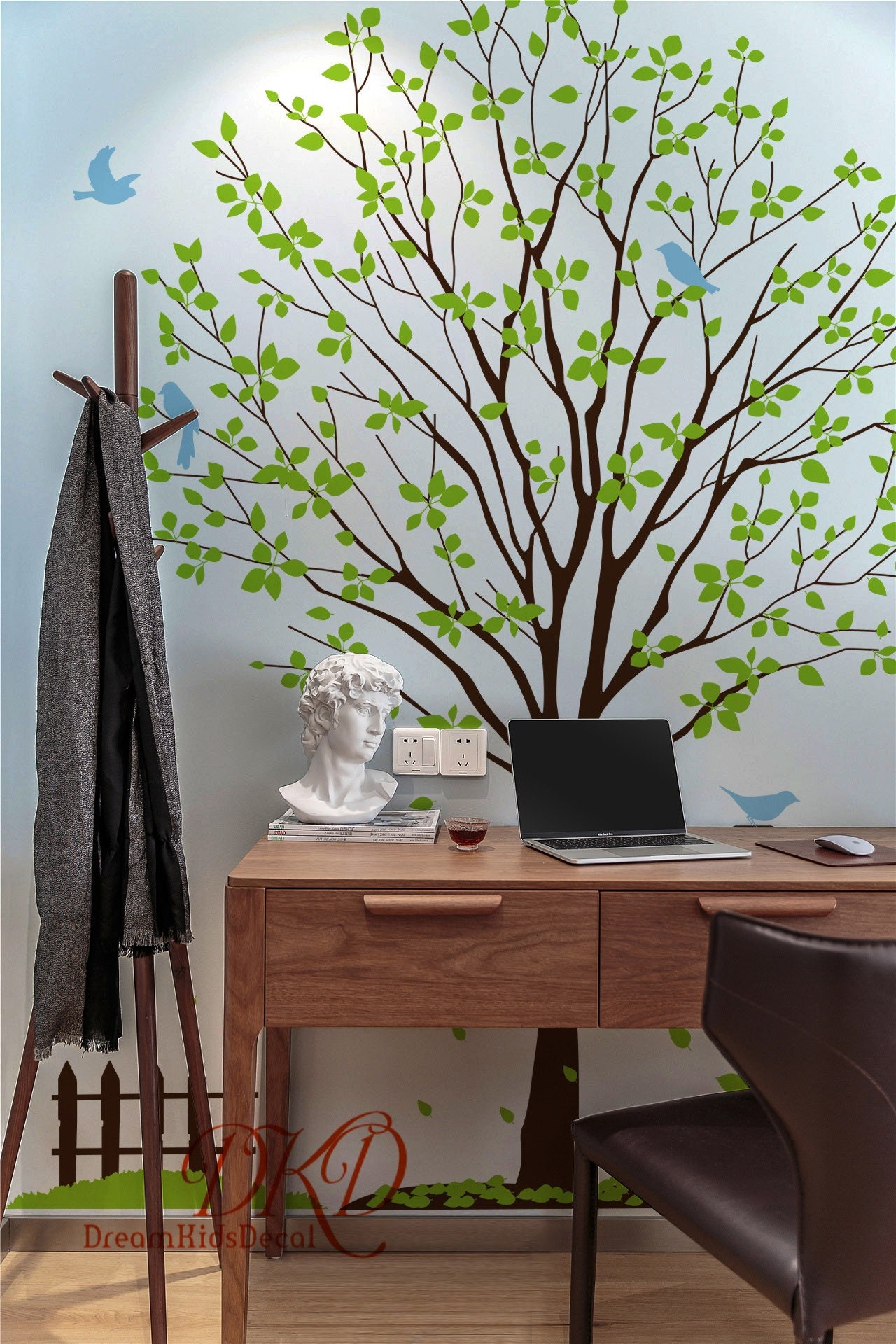 Decalmile Adesivi Murali Albero Grande Adesivi Da Parete Foglie Verde Uccelli Decorazione Murale Camerette Bambini Camera Da Letto Soggiorno - Foto 8