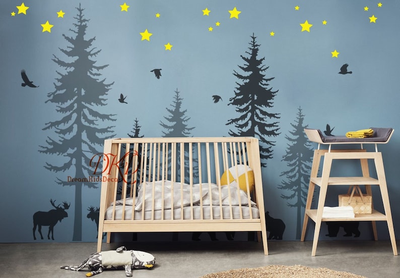 Wall Decal Kids Room Wall Decal Nursery Sticker Pine Tree Etsy