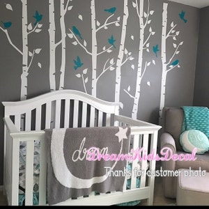 birch trees wall decals, white tree decal, tree wall decals, vinyl wall decal, wall stickers nursery, birch tree-set of 6 trees-DK243