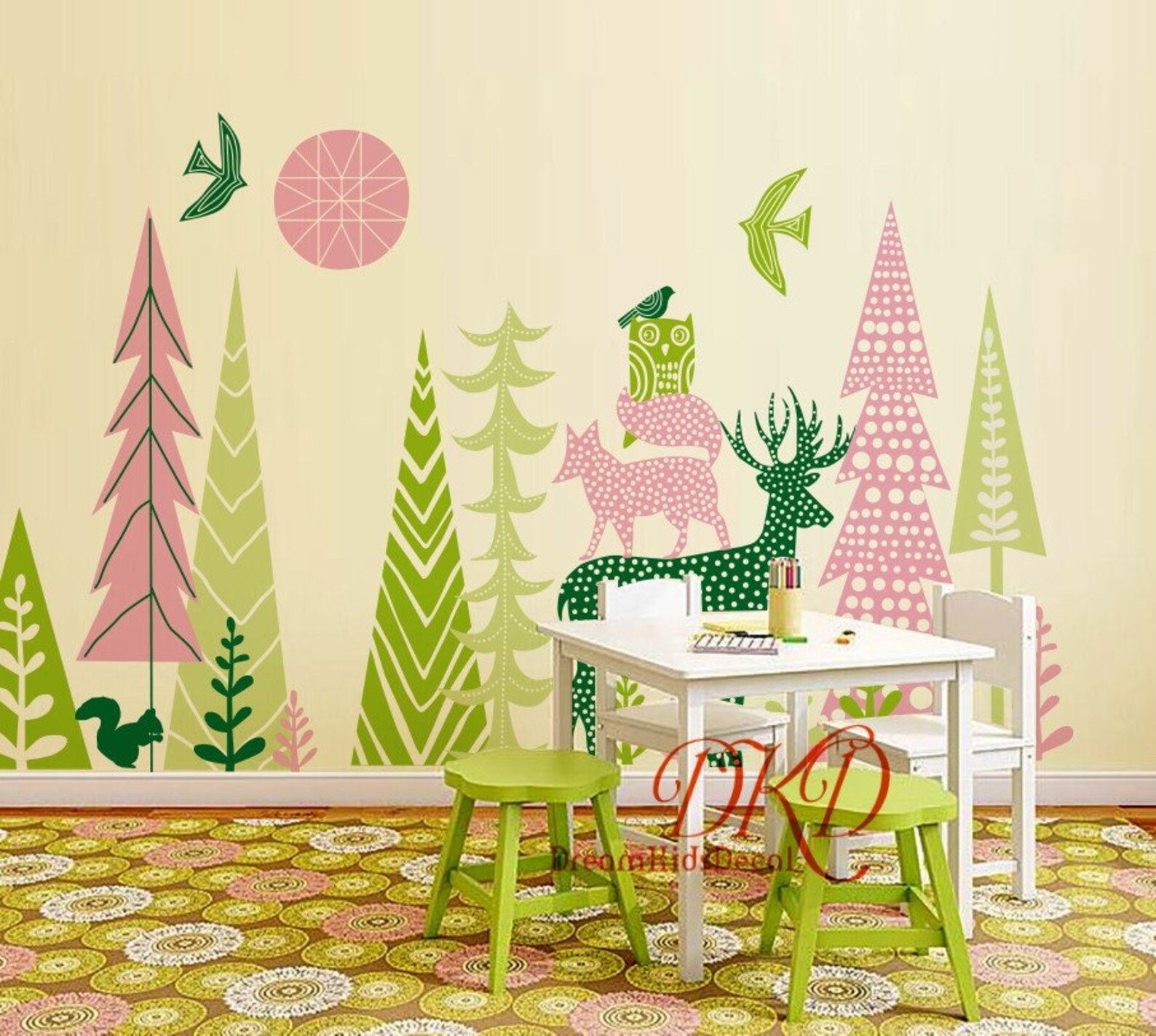 Woodland Forest Nursery Wall Decal Kids Room Decal Vinyl Wall Etsy