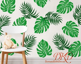 Tropisches Blatt Wandtattoos, Monstera & Palmenblätter, Natur Aufkleber
