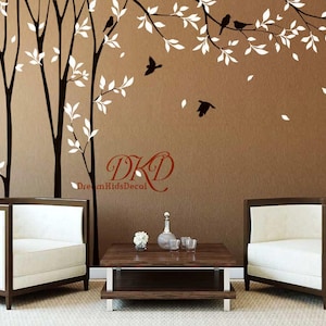 Wall Decals, Wall Stickers, Tree branch with birds wall decal,Tree wall decal for Nursery, Living room, Window wall decor-DK075