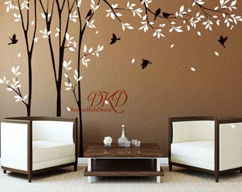 Wall Decals, Wall Stickers, Tree branch with birds wall decal,Tree wall decal for Nursery, Living room, Window wall decor-DK075