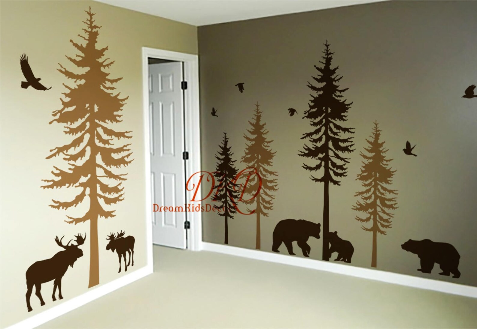 Wall Decal, Kids Room Wall Decal Nursery Sticker, Pine Tree, Stars ...
