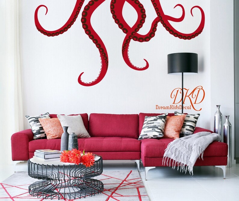 Octopus Decal Large Octopus Tentacles Wall Decals Kraken Etsy