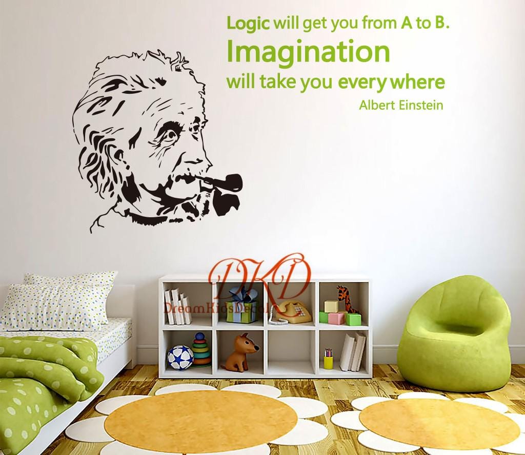 Inspirational Vinyl Wall Decal Albert Einstein Science Quote Decor ...
