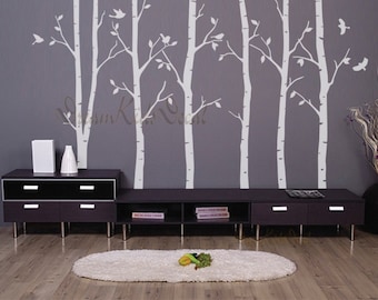 birch trees decals:wall decals, nature wall decals, vinyl wall decal, nature wall decal stickers, birch tree, nursery wall stickers-DK021