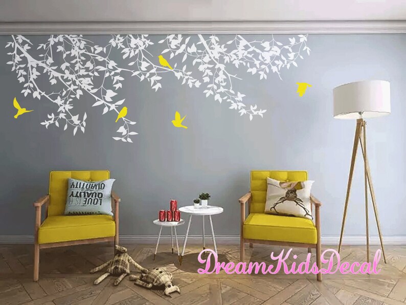 Nursery Wall Decal Birds Decal Tree Wall Decal Kids Decals Etsy