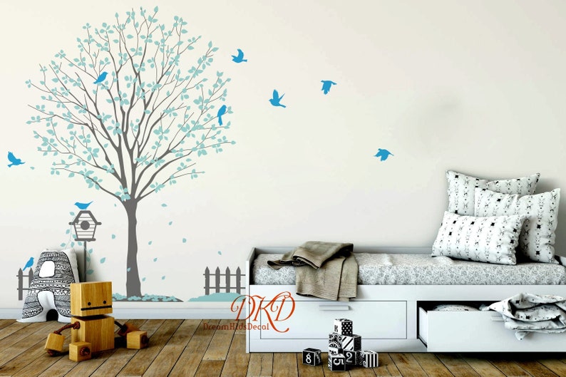 Nursery Wall Decal White Tree Wall Decal Kids Room Vinyl | Etsy